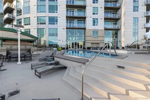 a view of a building from a balcony