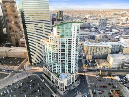 a view of a city with tall buildings