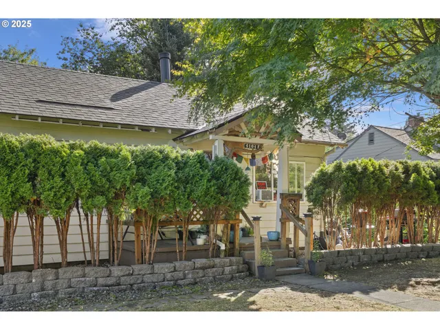 a backyard of a house with lots of green space