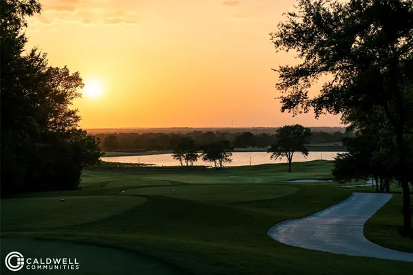 a view of a golf course with a garden