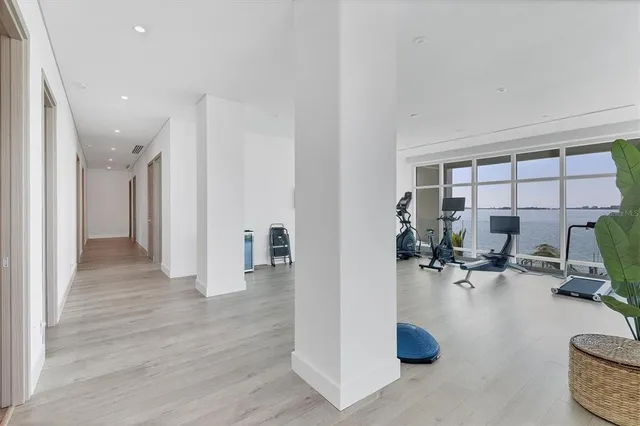 a view of a room with gym equipment