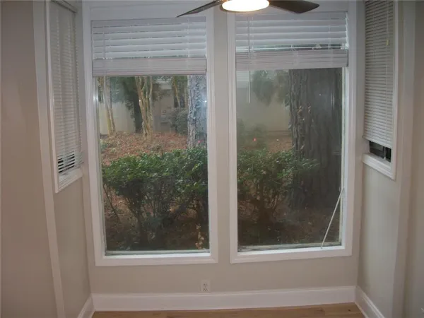 a view of a glass door of a house