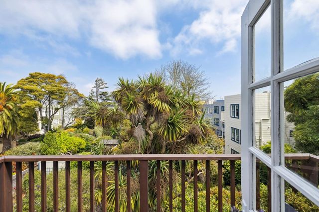 a view of a flower in a garden