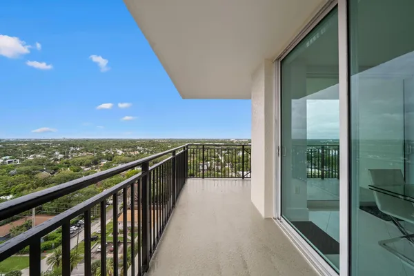 a view of balcony with city view