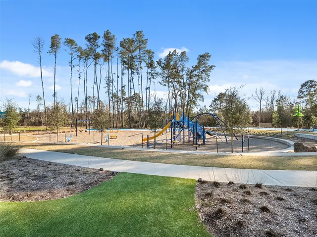 a view of a yard with a slide