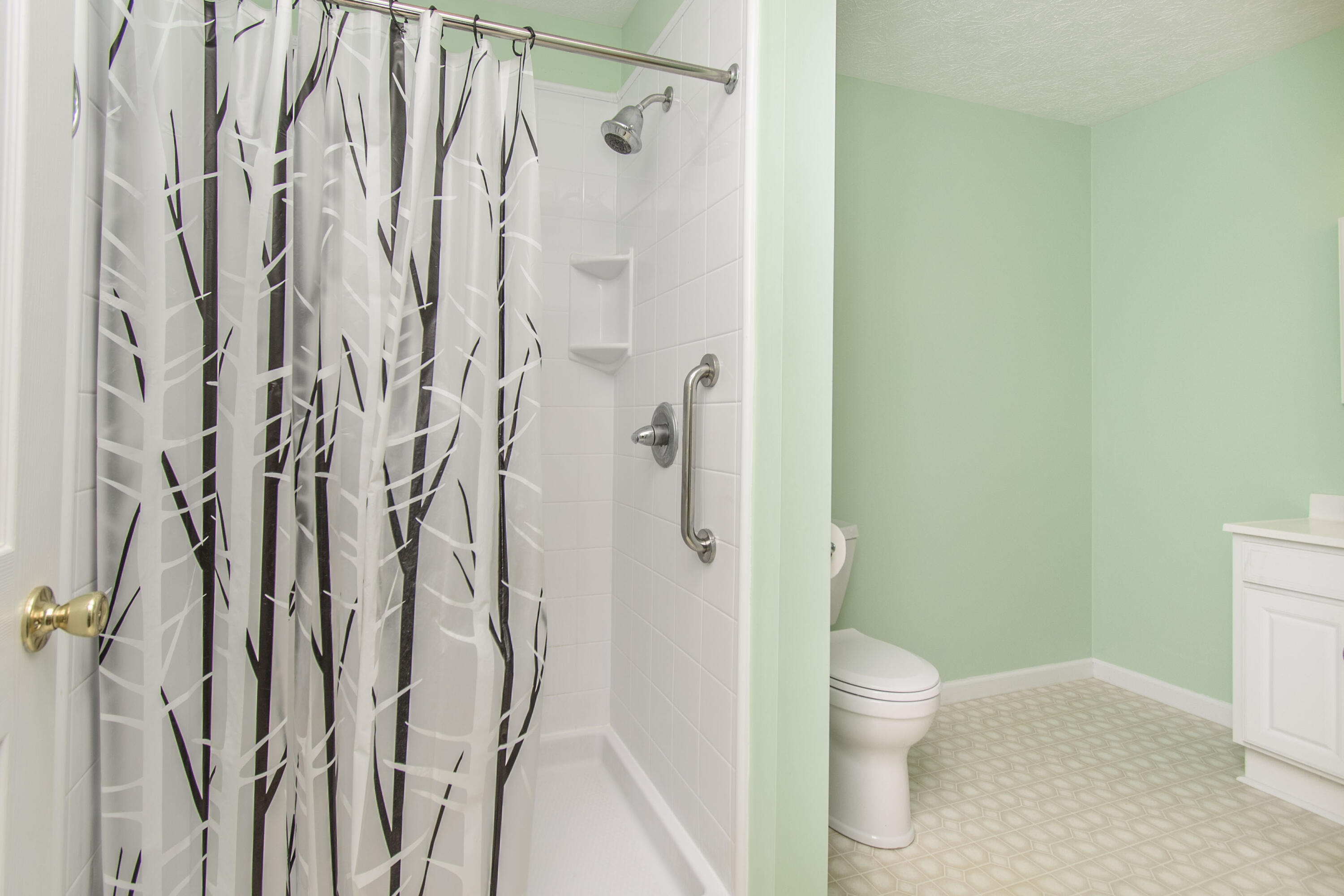 584 Kings Store Road Northeast Floyd, VA 24091 - Photo 33 of 51 a bathroom with a shower curtain