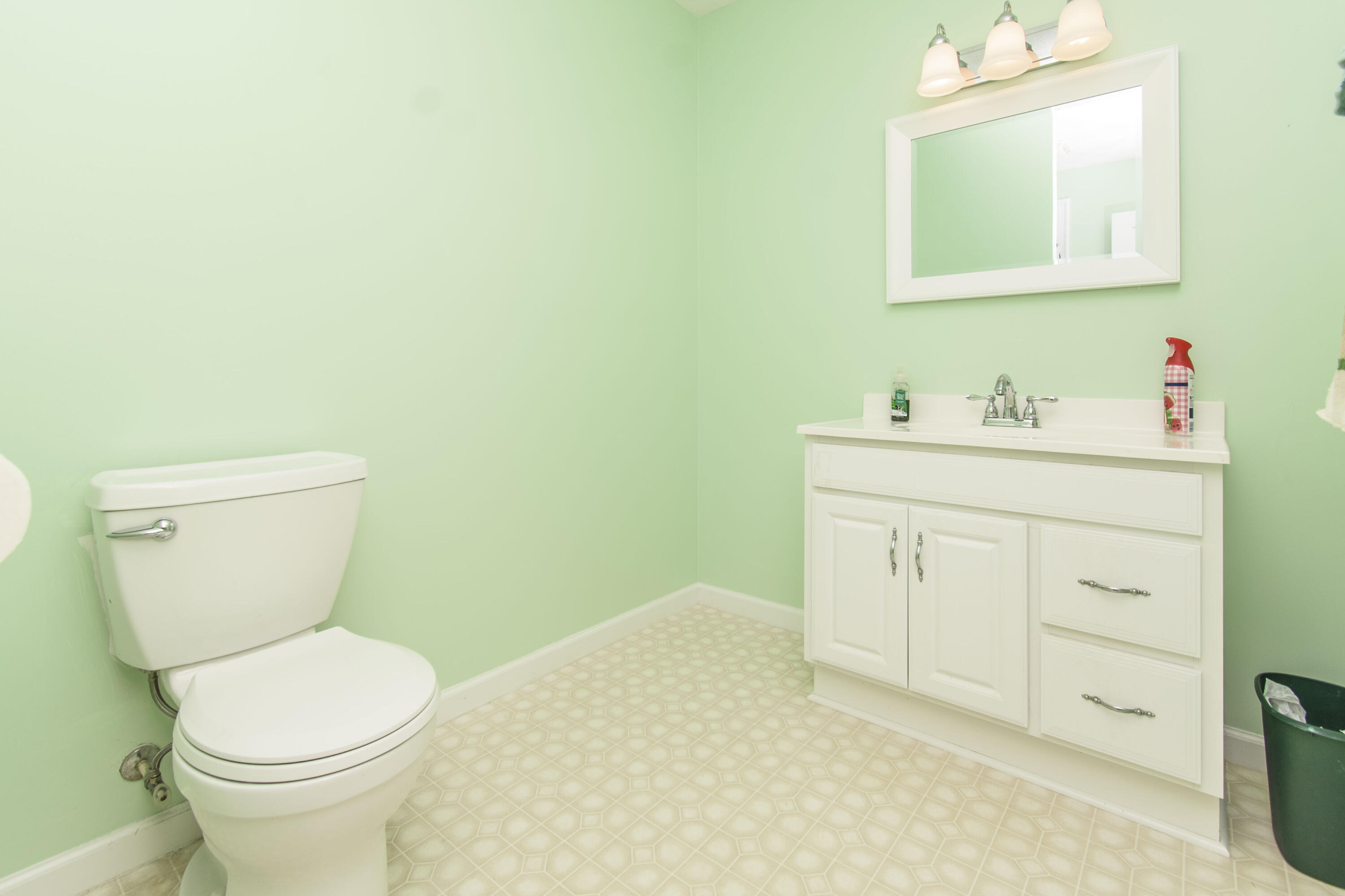 584 Kings Store Road Northeast Floyd, VA 24091 - Photo 34 of 51 a bathroom with a toilet a sink a vanity and mirror