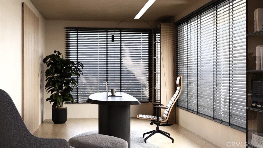 9716 Oak Pass Road Beverly Hills, CA 90210 - Photo 30 of 63 a view of a workspace with furniture and a window