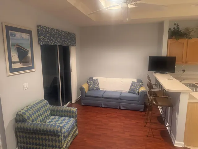 a room with granite countertop furniture and a fireplace