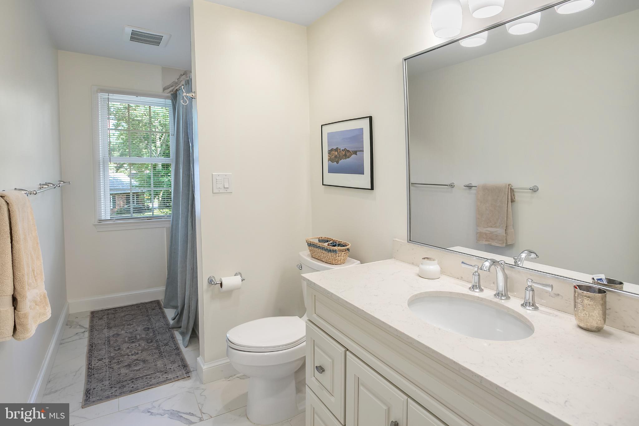 1212 Old Stable Road McLean, VA 22102 - Photo 22 of 33 a bathroom with a granite countertop sink toilet and shower