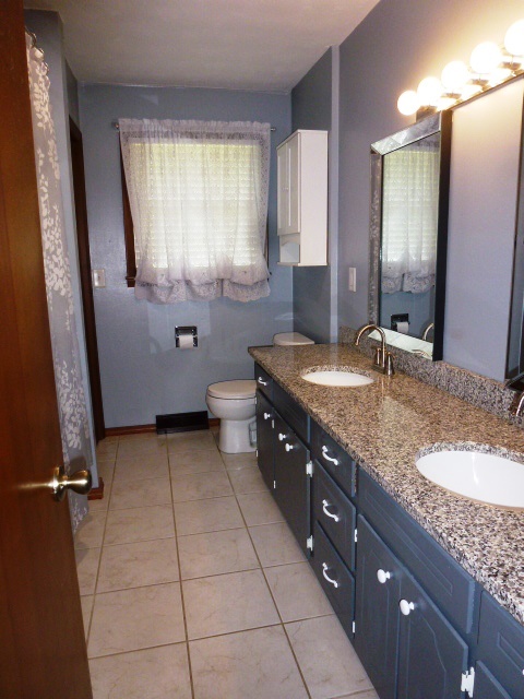 1026 Highway 10 Clinton, IL 61727 - Photo 7 of 20 a bathroom with a granite countertop sink toilet and mirror
