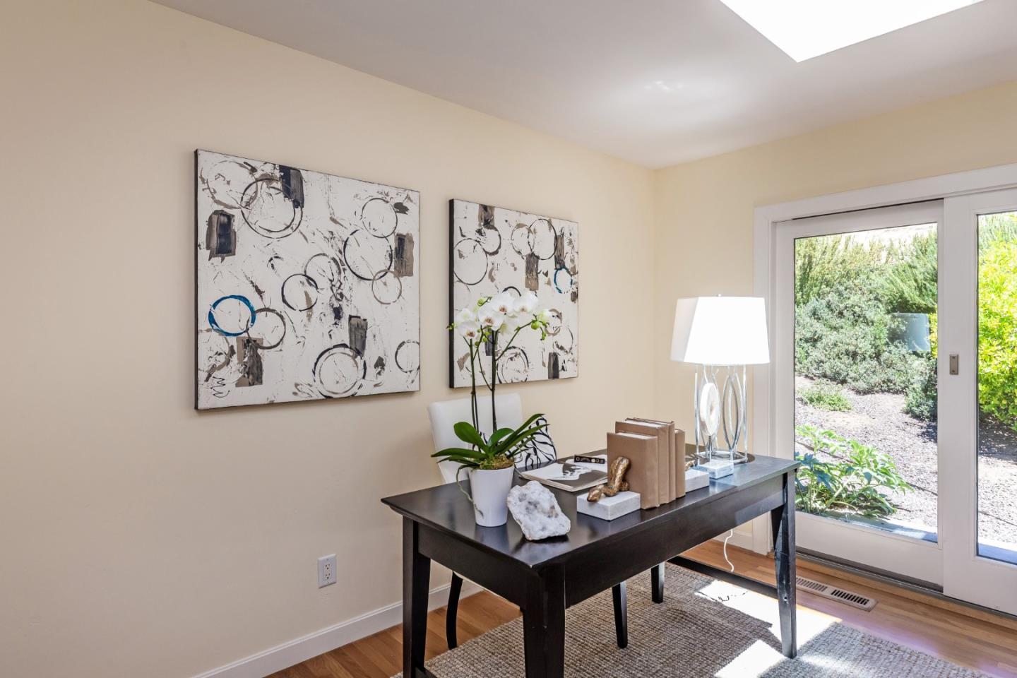 166 Sausal Drive Portola Valley, CA 94028 - Photo 20 of 26 a view of a workspace with a window and a potted plant