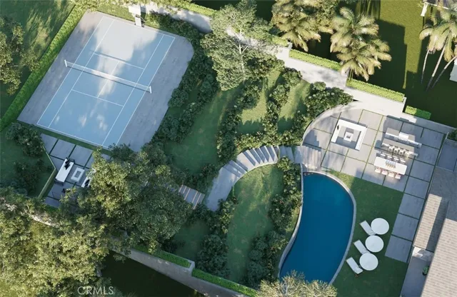 an aerial view of a house