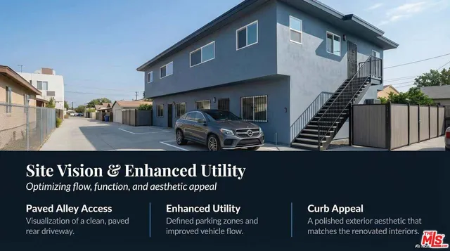 a view of a house with wooden stairs
