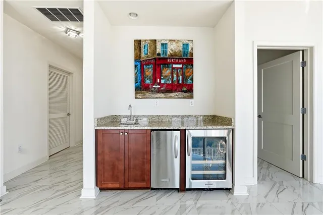 a room with a bed and a table