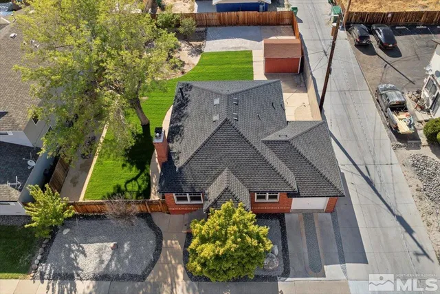 an aerial view of a house having outdoor space