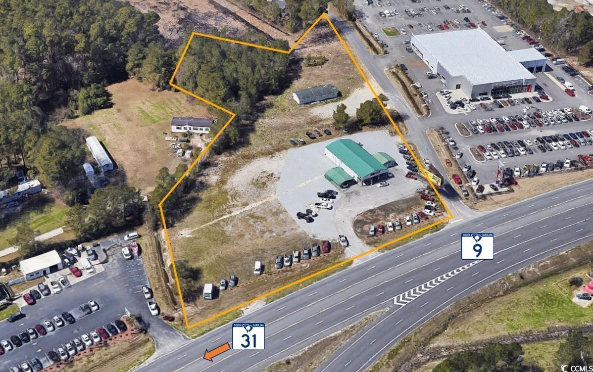 2610 Highway 9 East Little River, SC 29566 - Photo 2 of 4 Aerial view of property's location featuring property parcel outlined
