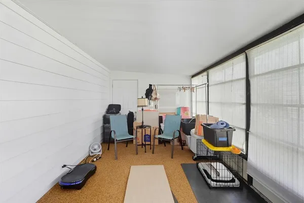 a room with gym equipment