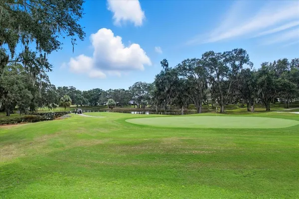 a view of field with trees in the background