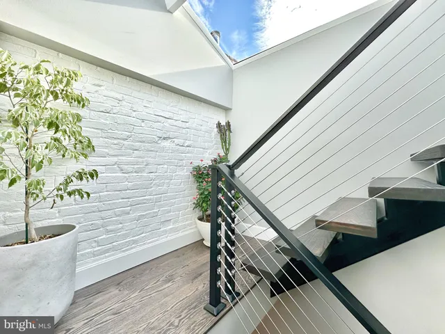 a view of a terrace with seating space