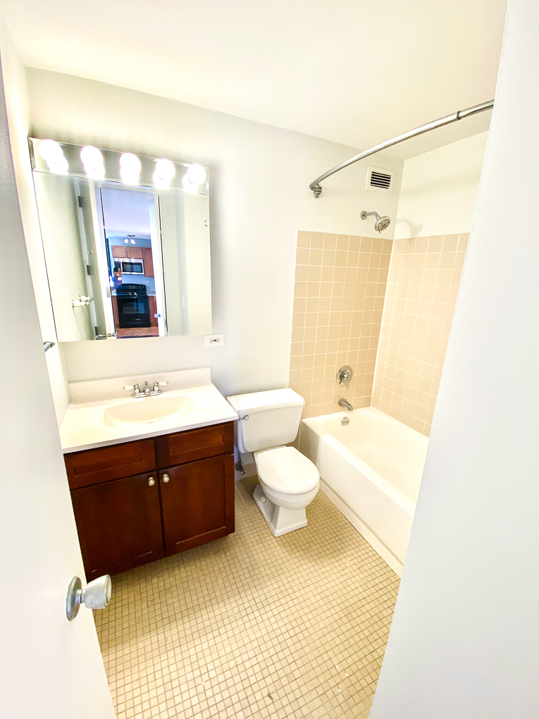Undisclosed Address Chicago, IL 60611 - Photo 4 of 9 a bathroom with a sink vanity mirror bathtub and toilet