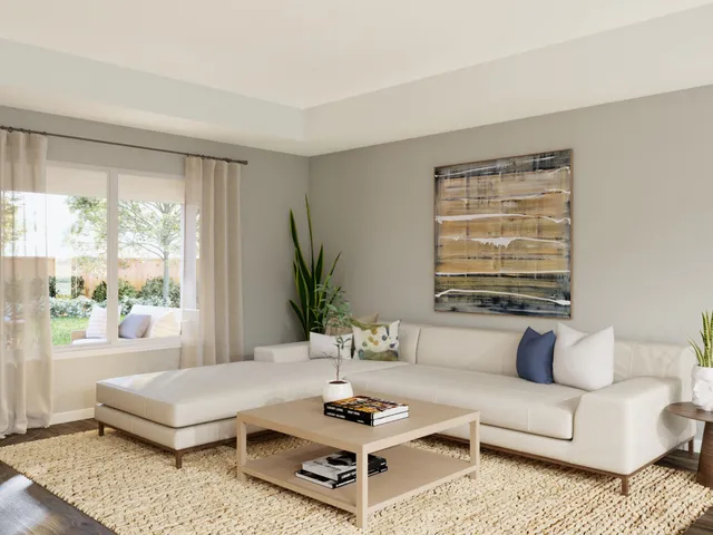 a view of a livingroom with wooden floor
