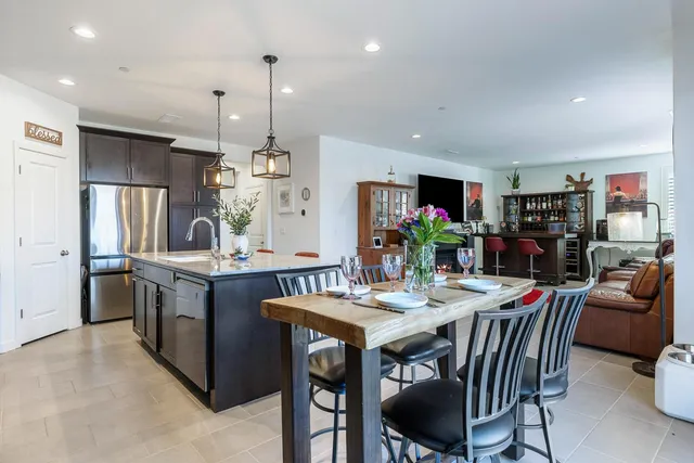 a view of a dining room and livingroom