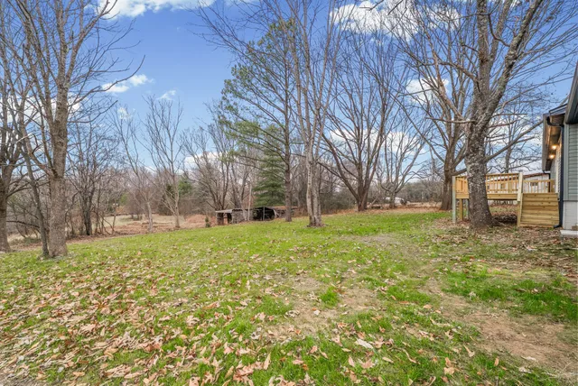 a view of a yard with a tree