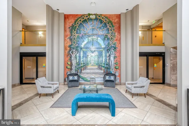 a view of an entryway with furniture