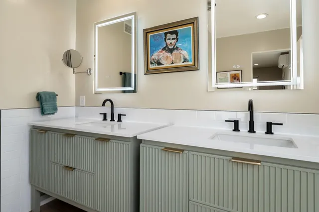 a view of a garden with a building in the background