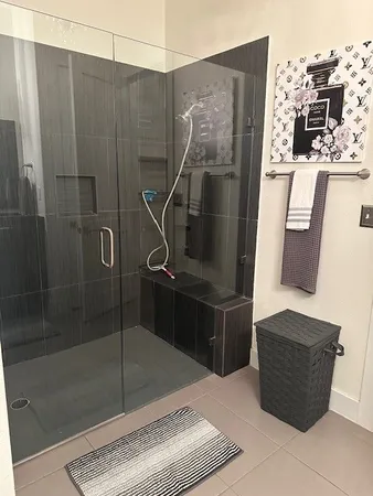 a bathroom with a shower