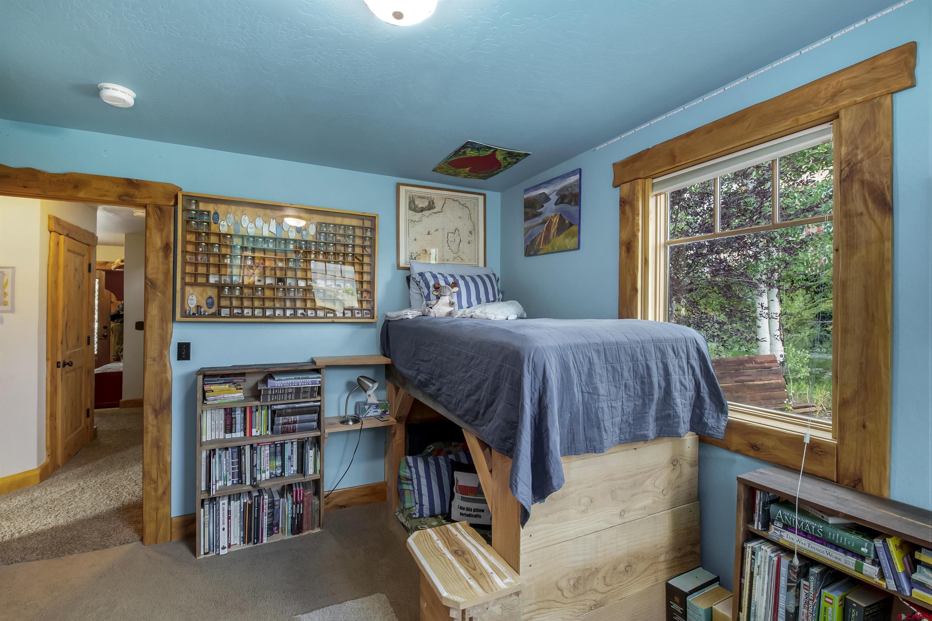 262 Larkspur Loop Crested Butte, CO 81224 - Photo 27 of 45 a bedroom with a bed a book shelf and a window