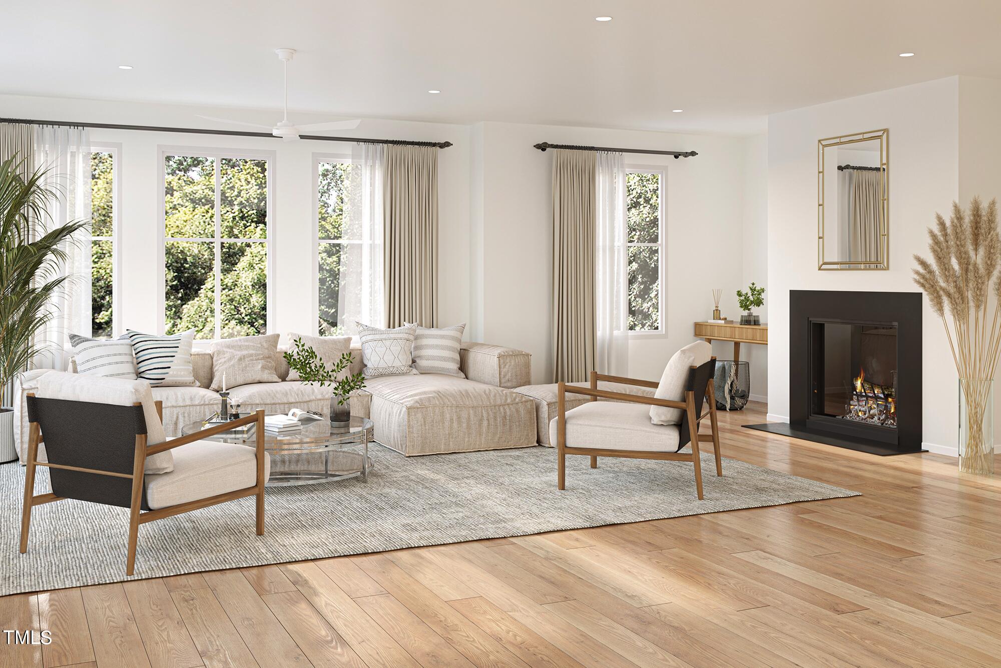 6403 Tanner Oak Lane Raleigh, NC 27613 - Photo 20 of 35 a living room with furniture and a fireplace