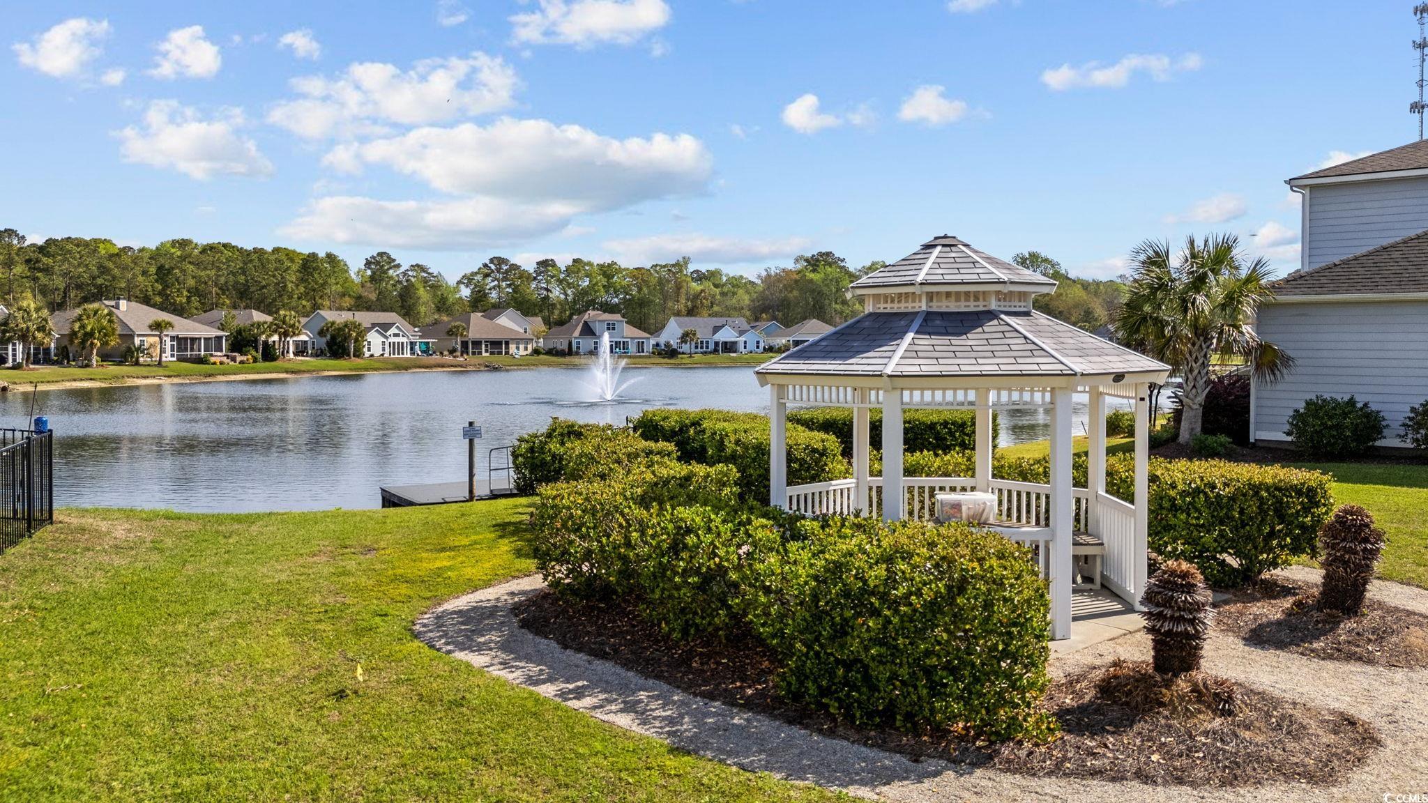 22 Salvia Court Murrells Inlet, SC 29576 - Photo 56 of 69 Exterior space featuring a gazebo, a water view, a residential view, and a patio area