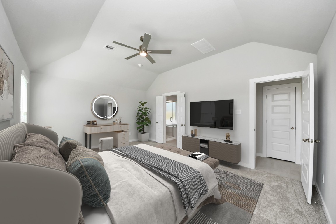 2918 Burris Park Drive Spring, TX 77373 - Photo 19 of 34 a bedroom with a bed and a flat screen tv