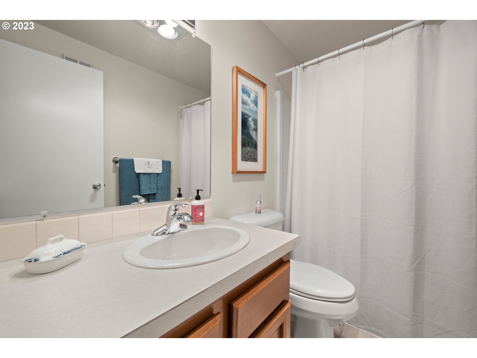 8720 Southwest Tualatin Road, Unit 321 Tualatin, OR 97062 - Photo 18 of 21 a bathroom with a sink vanity mirror and toilet