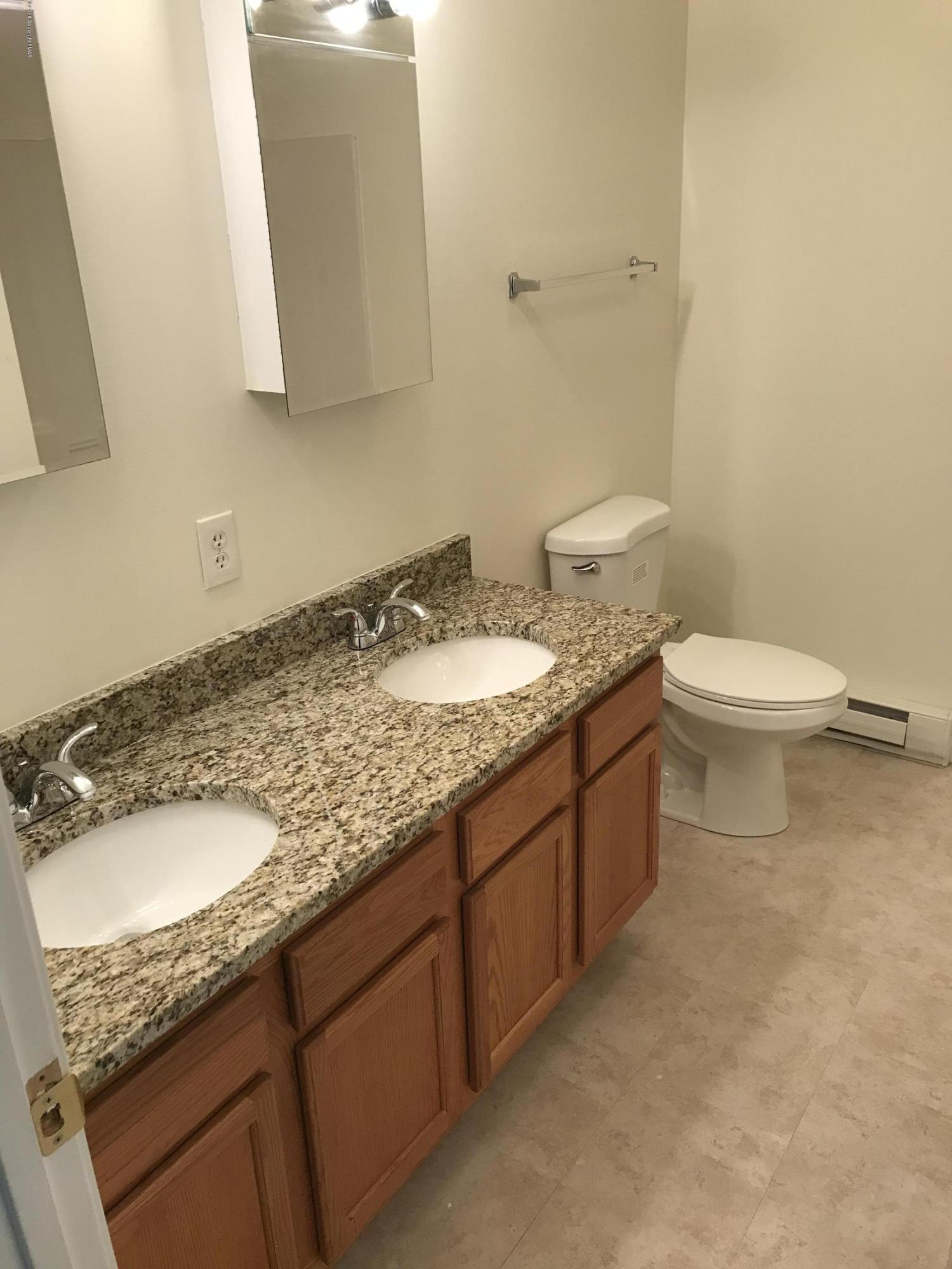 157 Magic Mountain Road Henryville, PA 18332 - Photo 12 of 29 a bathroom with a granite countertop sink a toilet and a mirror