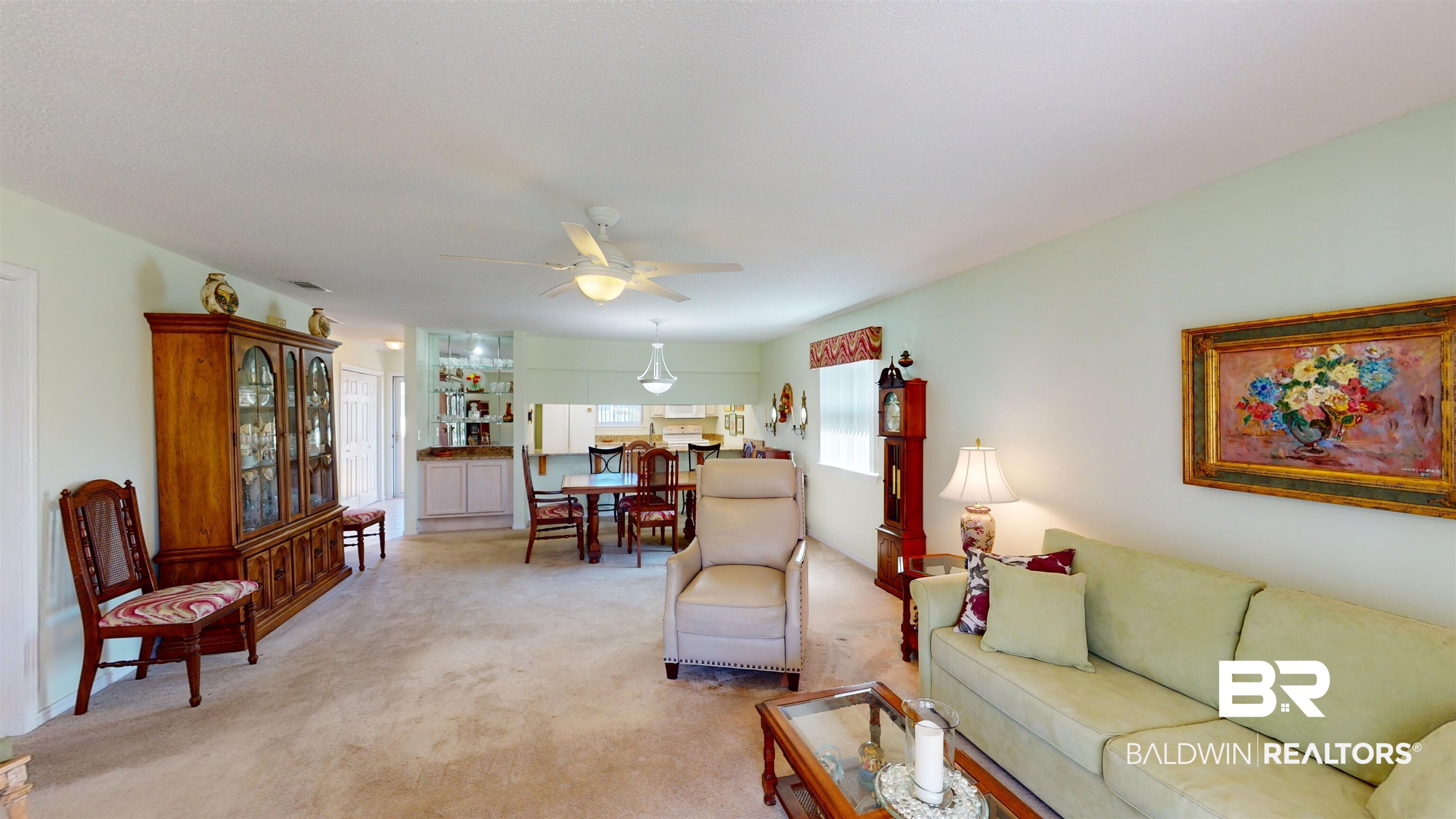 9445 Villas Drive Foley, AL 36535 - Photo 6 of 20 Carpeted living room featuring ceiling fan