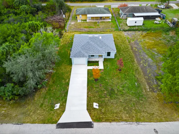an aerial view of a house