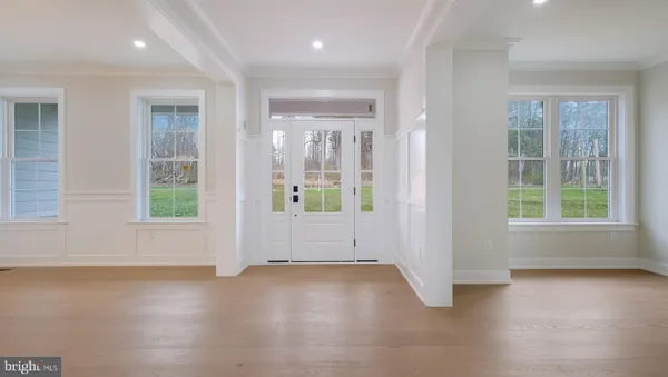 an empty room with windows