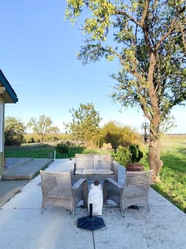 124 Wyer Road Arbuckle, CA 95912 - Photo 28 of 43 a view of a patio with couches and table and chairs and potted plants