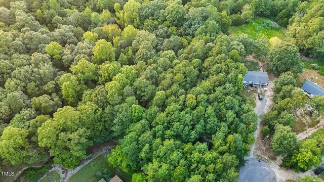 an aerial view of a residential houses with yard and green space