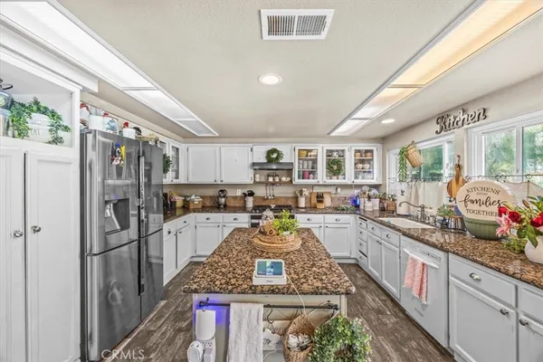 a large kitchen with lots of counter space