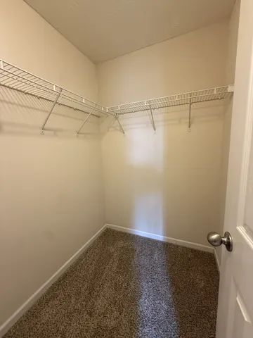 a view of a room with racks on the wall