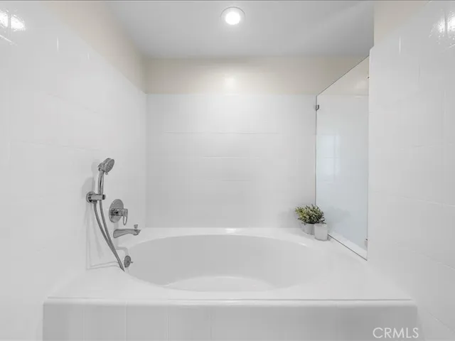 a bathroom with a bathtub