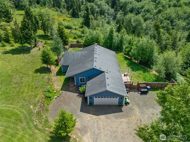 an aerial view of a house