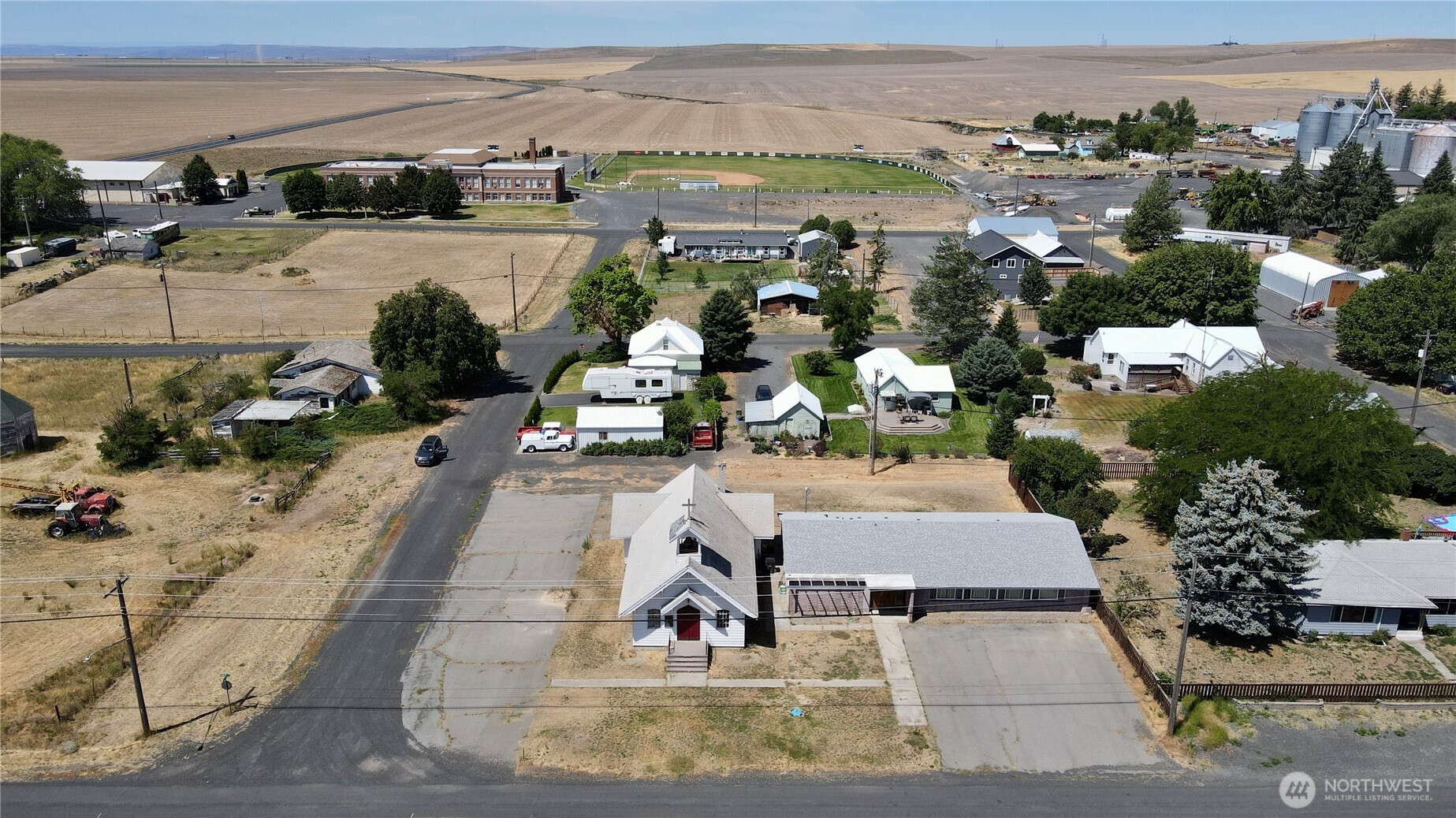 138 Range Street Hartline, WA 99135 - Photo 32 of 34 an aerial view of a yard with outdoor seating