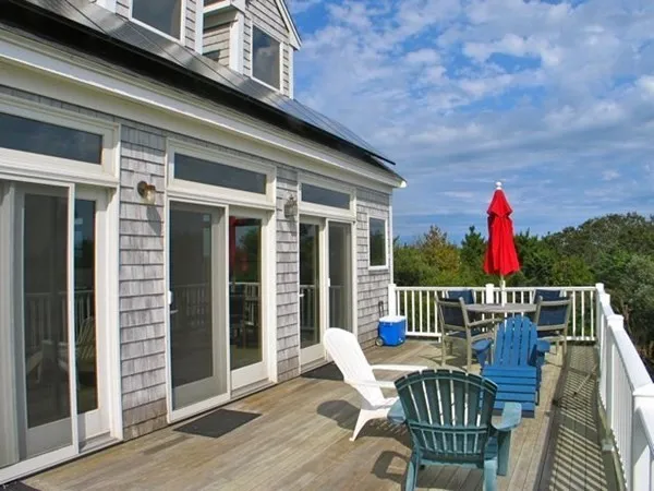 a view of balcony with a ocean view
