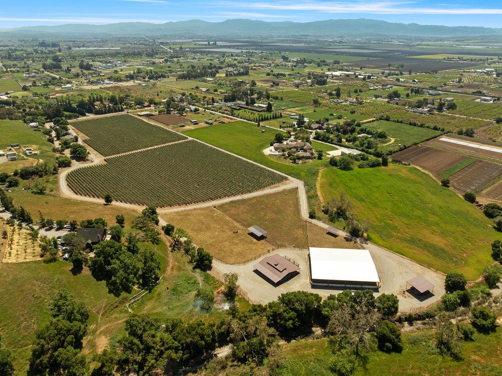 an aerial view of multiple house
