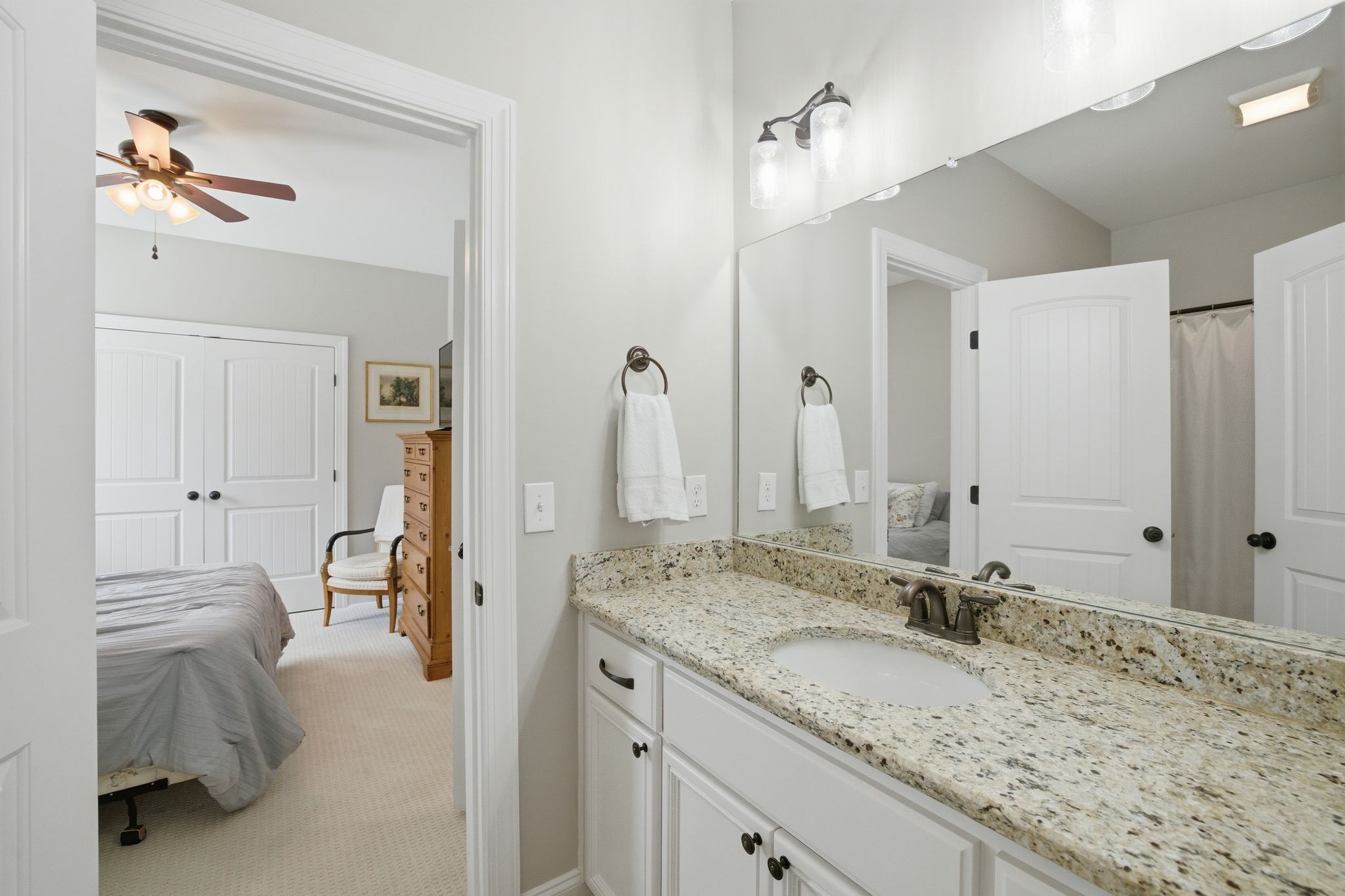 211 Fox Den Way Murfreesboro, TN 37130 - Photo 21 of 64 a bathroom with a granite countertop sink and a mirror